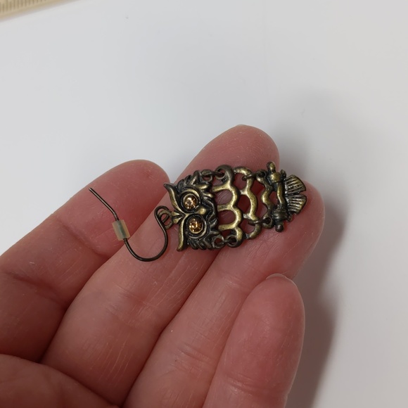 Owl Earrings Articulated Pierced - Picture 6 of 6